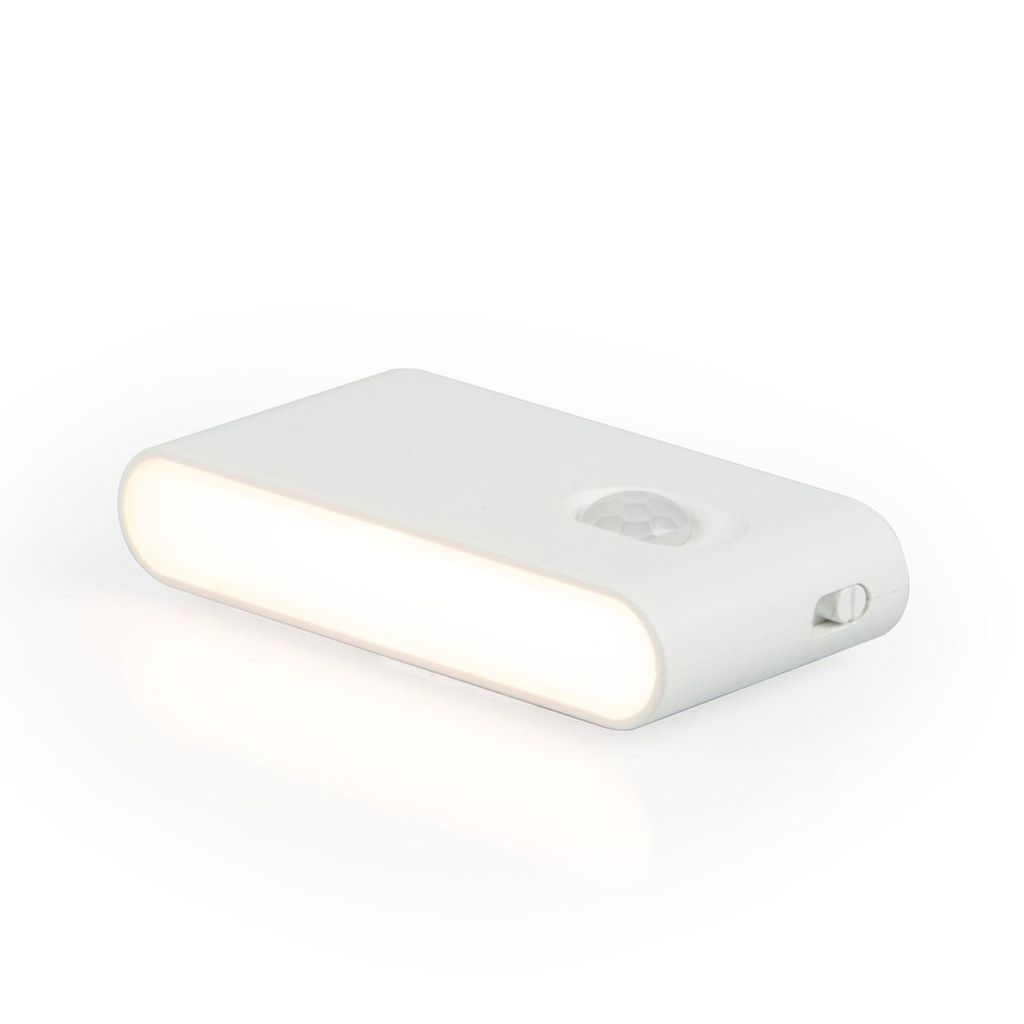 LED Nachtlicht SLL12 Weiß – 8cm Unterbauleuchte mit PIR Bewegungsmelder, Akku, 3000K Warmweiß, Magnetmontage, USB-C