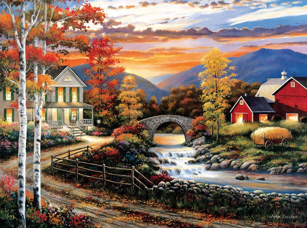 SunsOut Puzzle Babbling Creek Road 1000 Teile John Zaccheo