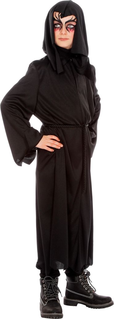 Totengräber Kostüm Kinderkostüm - Schwarzer Tod-Robe mit Schnur Gr. 116 – 164cm 116cm