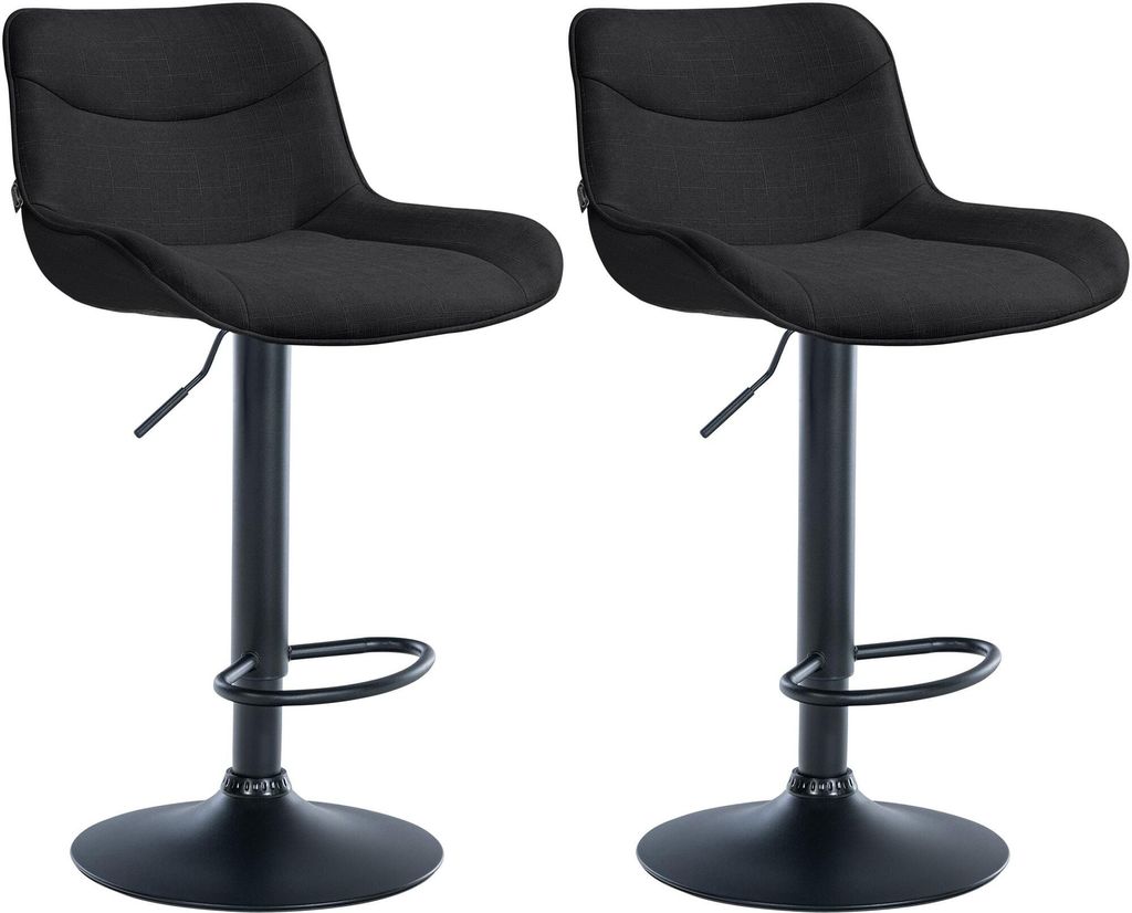 CLP 2er Set Barhocker Vonore Stoff höhenverstellbar und 360 Grad drehbar schwarz Gestell Farbe schwarz