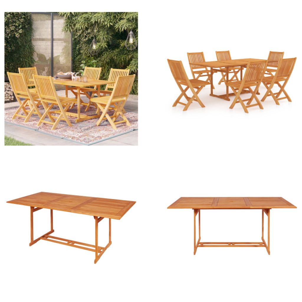 vidaXL 7 tlg. Garten Essgruppe Massivholz Teak - Garten-Essgruppe - Garten-Essgruppen - Gartenmöbel-Set - Gartenmöbel-Sets