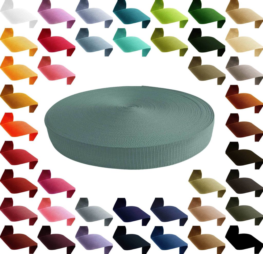 1m PP Gurtband, Polypropylen, 40mm breit, 1,3mm stark stabil, Deine Farbwahl