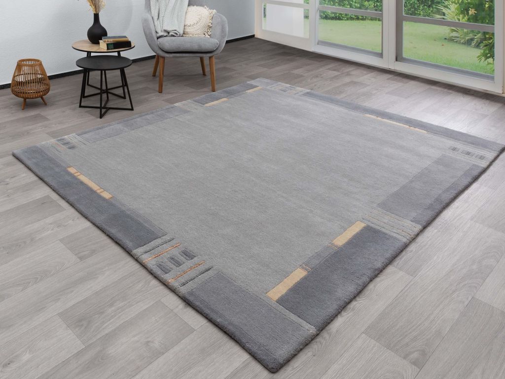 Steffensmeier Nepal Teppich Peschawar | Wolle | Schlafzimmer | Silber, Größe: 90x160 cm