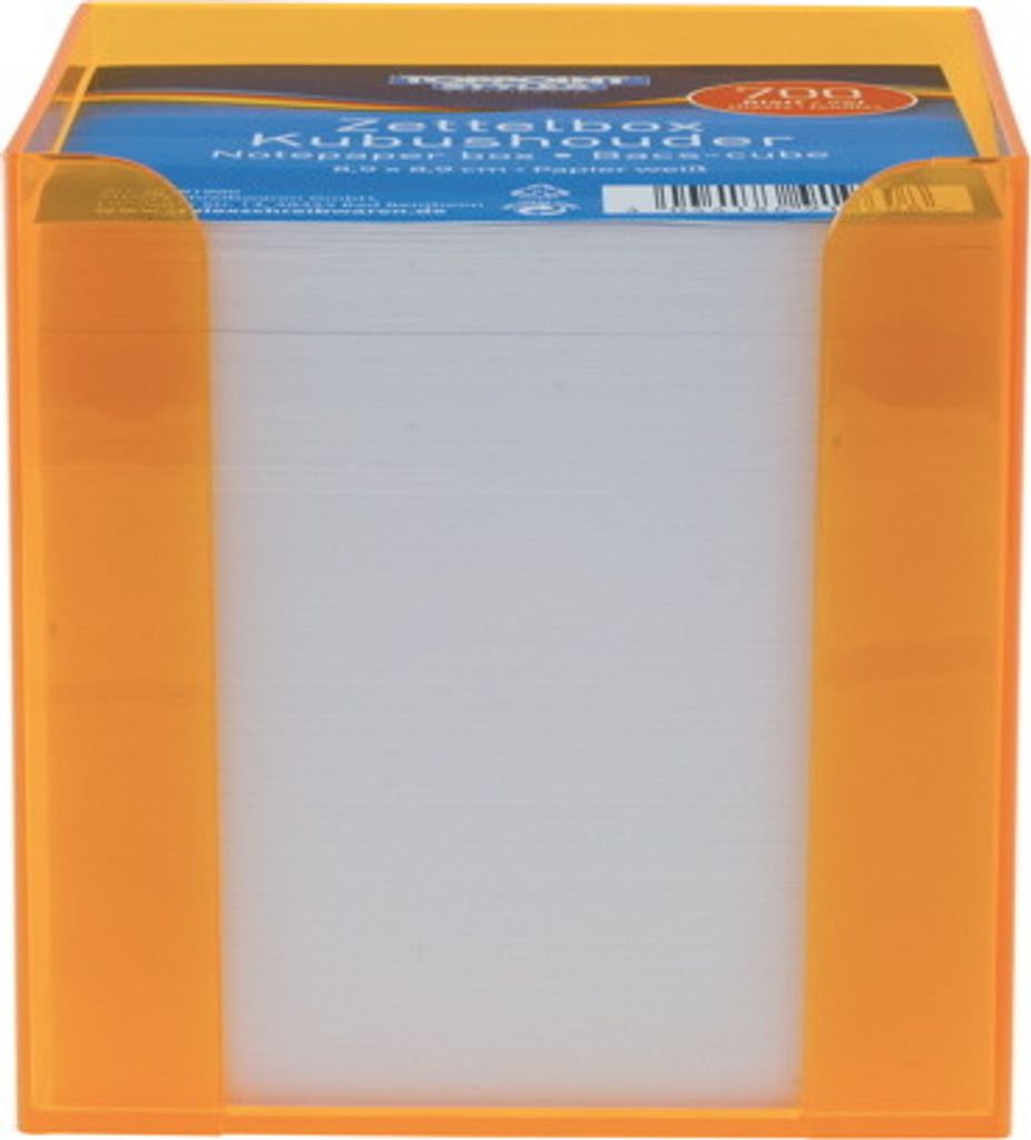 Zettelbox mit 700 Blatt weiße Notizzettel / Farbe: transparent klar