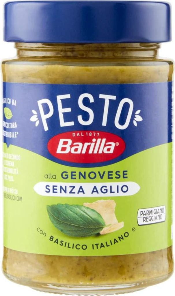 12x Barilla Pesto alla Genovese Senza Aglio,Pesto mit Frischem Basilikum, ohne Knoblauch Glutenfrei 190g Glas + Italian Gourmet Polpa di Pomodoro 4...