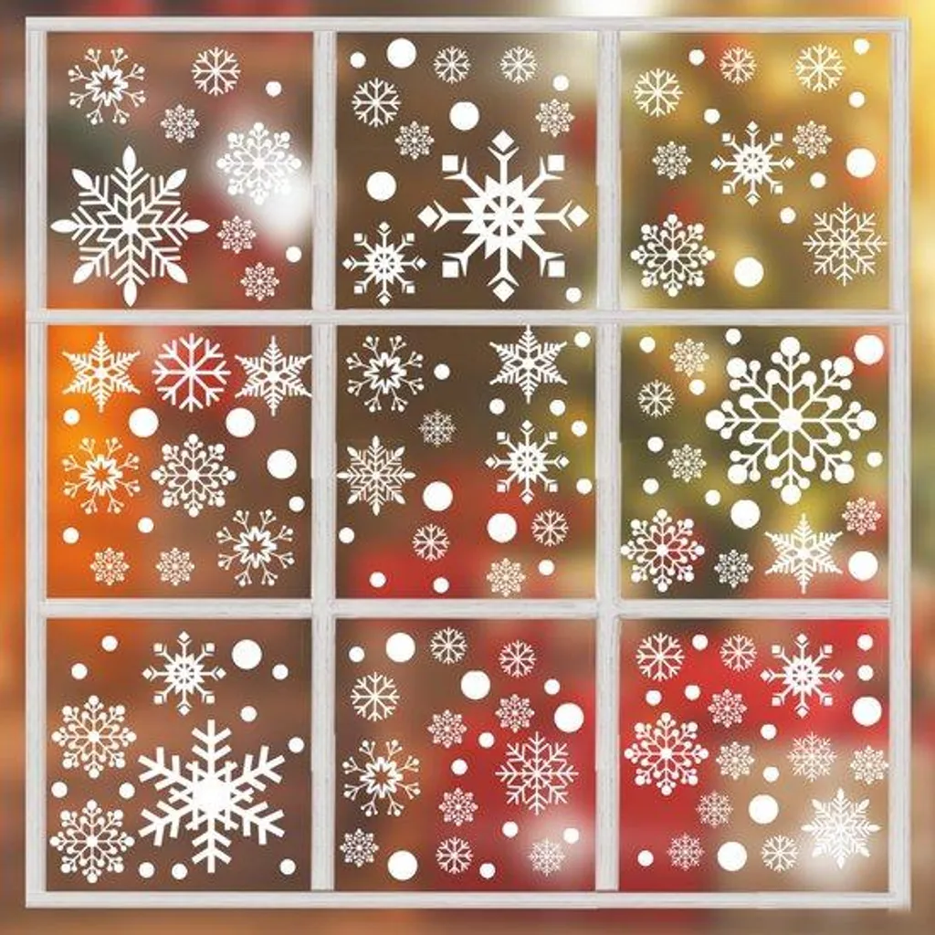 Décoration Hivernale Neige pour Vitre Lot de 8 Stickers Sans Colle