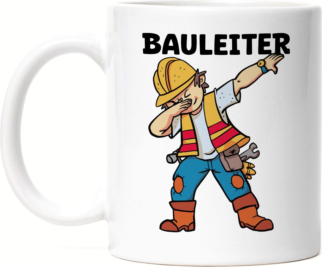 Bauleiter Tasse Weiß Bau Bauherr Gebäude Baustelle Arbeit Auftrag Job Bauarbeiter Mitarbeiter Planung Bauleitung