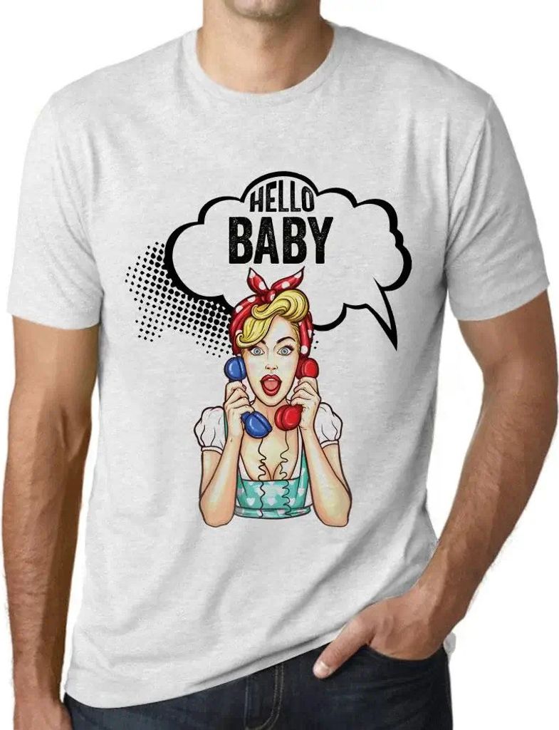 Herren Grafik T-Shirt Hello Baby Öko-Verantwortlich Vintage Jahrgang Kurzarm Lustige Druck Geburtstag Geschenk Mann