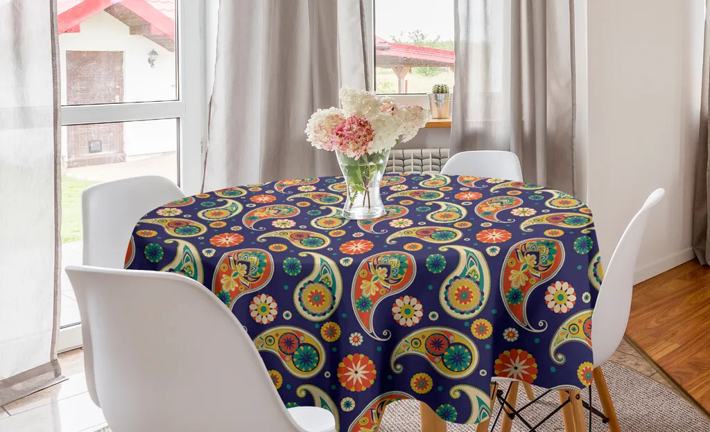 ABAKUHAUS Tovaglia Rotonda Paisley 150cm | Tovaglia Colorata per Cucina