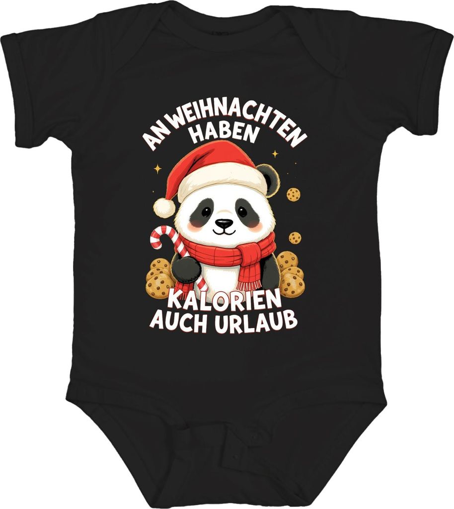 Weihnachten Panda Kekse Zuckerstange Kalorien Urlaub süß Unisex Baby Body, Schwarz, 12/18
