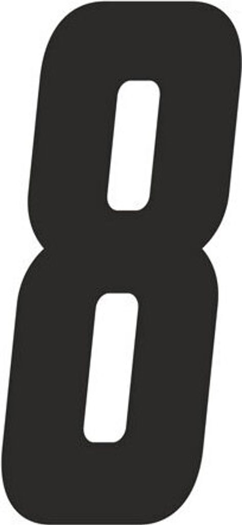 Sticker Rennnummer für Moto Cross "8", schwarz 10cm