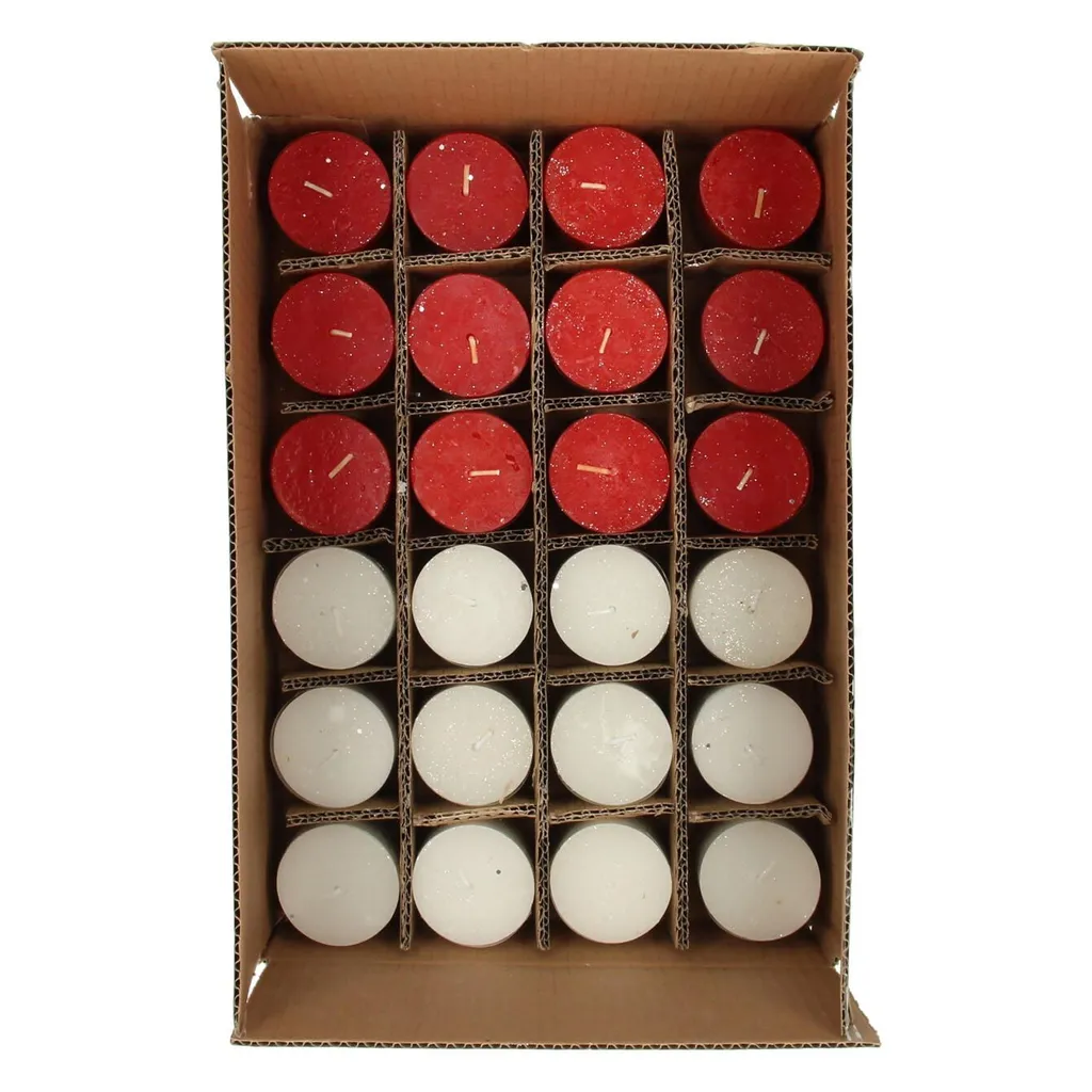 Bougies rustiques avec paillettes scintillantes - Lot de 24 pièces
