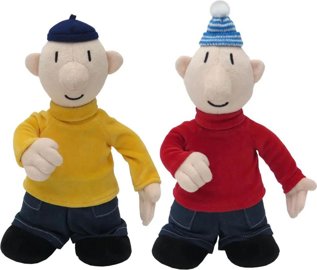 Two plush toys of characters Pat and Mat.