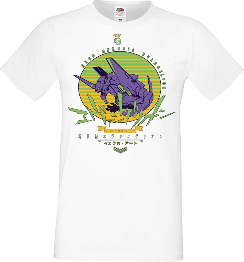 Herren T-Shirt Manga Anime Neon Anime Genesis Manga Evangelion Eva Unit 01 Eva Unit, Man 3XL / Weiß