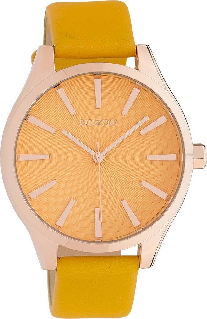 Oozoo Armbanduhr gelb Leder Timepieces Damen Analog-Quarzuhr UOC10466