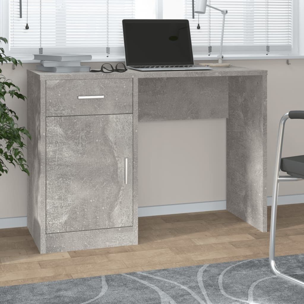 The Living Store Schreibtisch mit Stauraum Betongrau 100x40x73 cm Holzwerkstoff