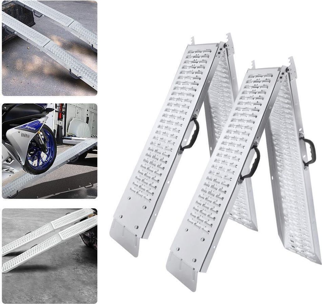TWOLIIN Auffahrrampe Klappbar Verzinkter Stahl 400kg - Verladeschiene Verladerampen Auffahrrampen für Motorrad Anhänger Wohnwagen PKW Auto (Auffa...