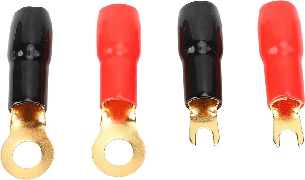 Connettori a Forcella Rame Calibro 4 | Spina Piatta Crimp Nero Rosso - 5