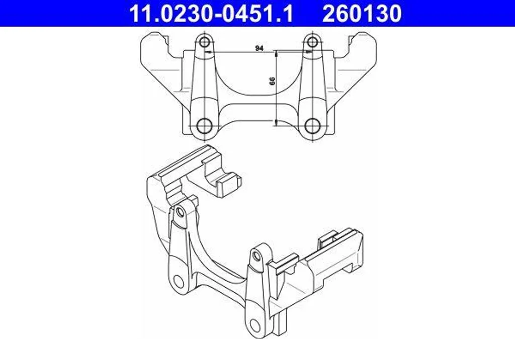 Support d'étrier de frein ATE 11.0230-0451.1 pour Golf IV et Audi A3 8L