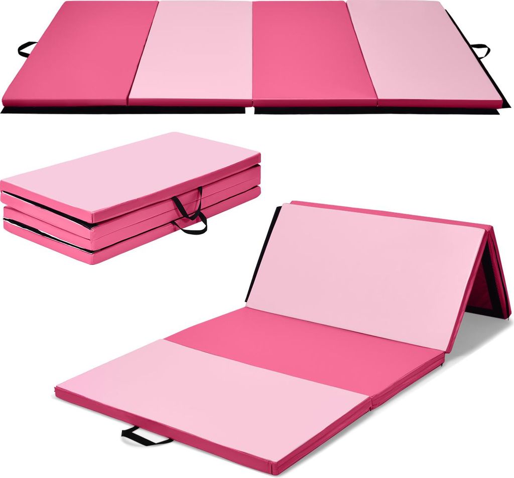 GOPLUS faltbare Sportmatte 240 cm x 116 cm x 5 cm, Yogamatte mit Tragegriffen, Klettverschlüssen, Fitnessmatte für Dehnen, Aerobic, Core-Training