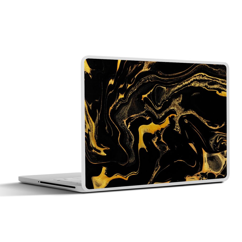 MuchoWow Laptop Aufkleber Sticker Cover Muster - Gold - Schwarz 25x18 cm - Laptop-Deko