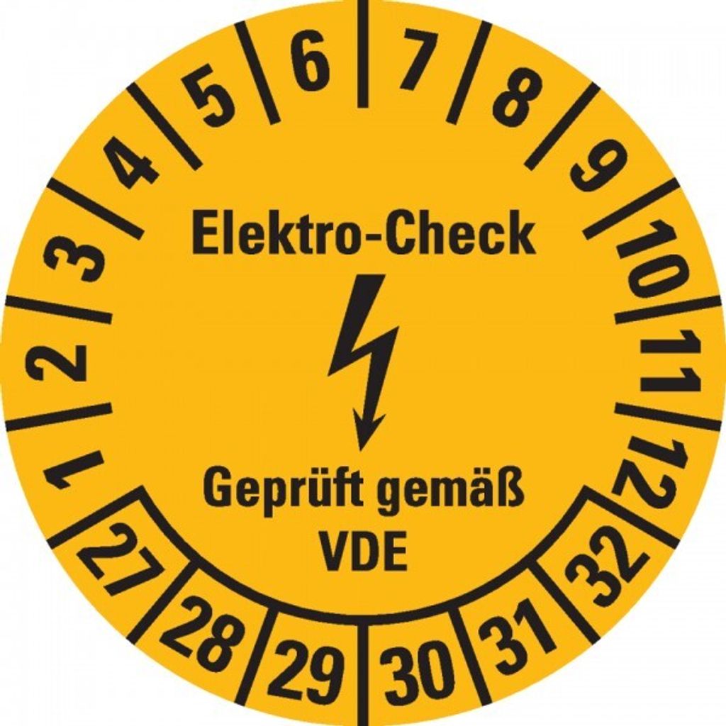 Dreifke Prüfplakette Elektro-Check,VDE,27-32,gelb,Dokumentenfolie,Ø 20mm,500...