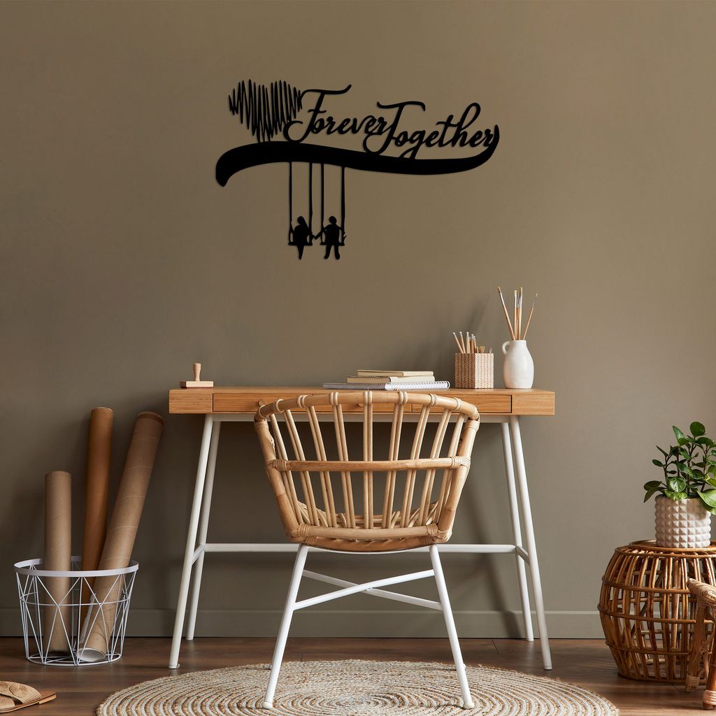 Wallity, Forever- TNL2251, Schwarz, Sonstige WohnNachbildungationen, 69 x 44 cm, 100% Metall (Dicke: 1