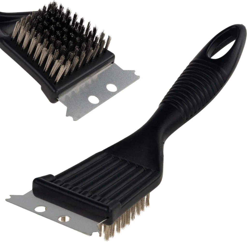 Pronett XJ3334 Brosse à grillades 3 en 1 avec grattoir en acier robuste