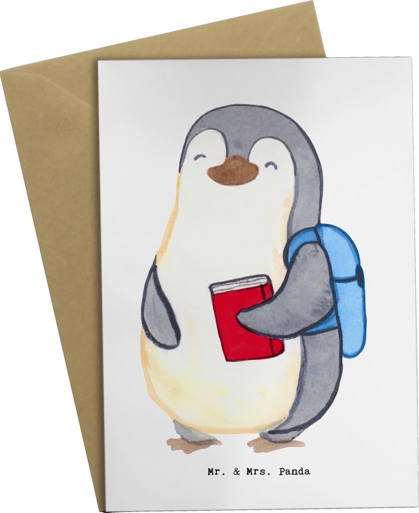 Mr. & Mrs. Panda Glückwunschkarte Student Herz - Weiß - Geschenk, osterkarte, neujahrskarte, hochzeitskarten, einladungskarten, weihnachtskarten
