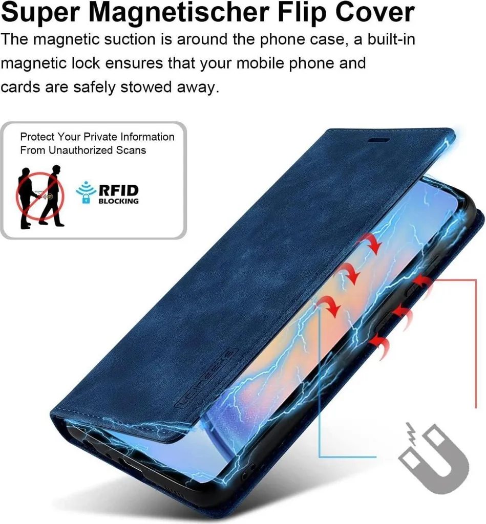 Cover Portafoglio Samsung Galaxy A34 5G Ailicici con Vetro Prottetivo - 6