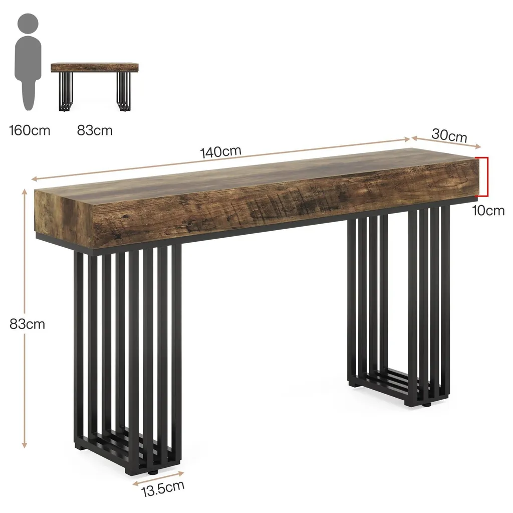 Petite table de salon étroite 35 cm console industrielle gris clair - 9