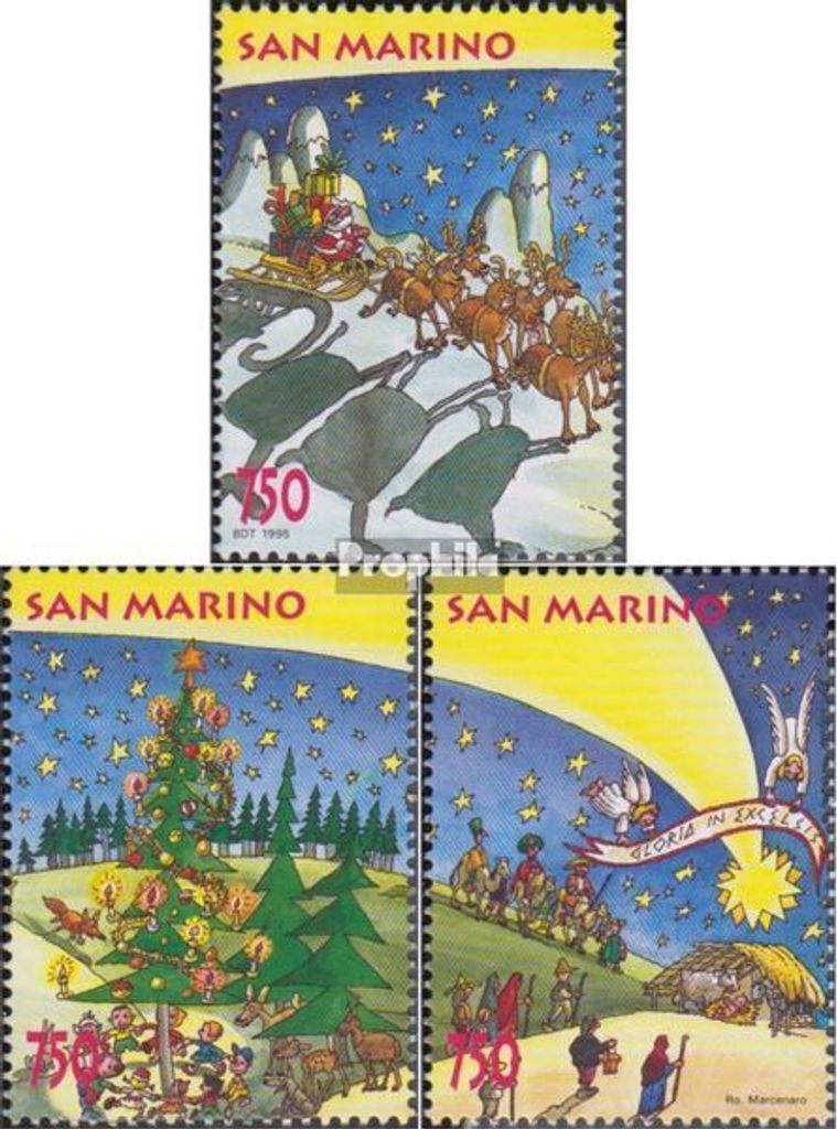 Briefmarken San Marino 1995 Mi 1636-1638 (kompl.Ausg.) postfrisch Weihnachten