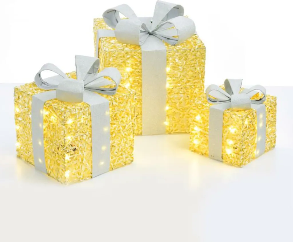 Déco de Noël en Soie Dorée 90 LED à Piles pour Ambiance Blanc Chaud