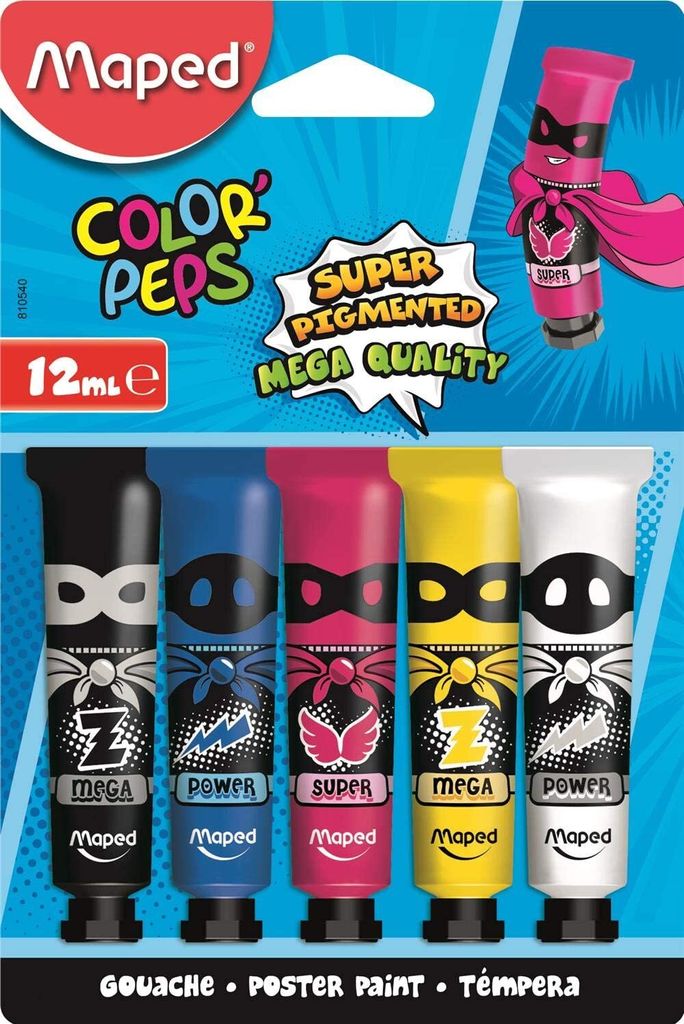 Maped Gouachefarbe COLOR'PEPS in Tube 5 Tuben à 12 ml auf Blisterkarte