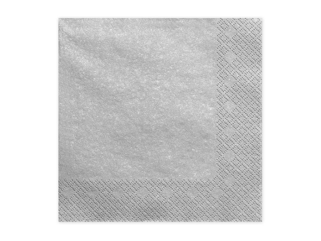 Trojvrstvové obrúsky, strieborná metalíza, 33x33cm (1 op / Obrázok produktu 