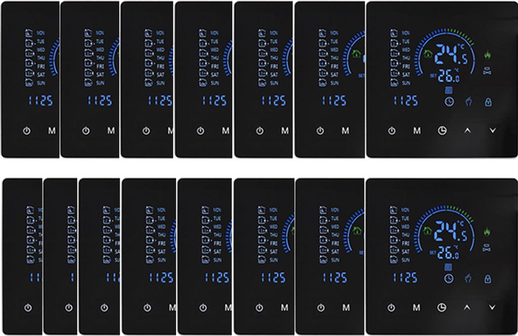 15X Smart Thermostat 3A Raumthermostat Wasserheizungsgeräte Fußbodenheizung, Touchscreen LCD-Display, programmierbare Untergrundheizung, 2 Modus