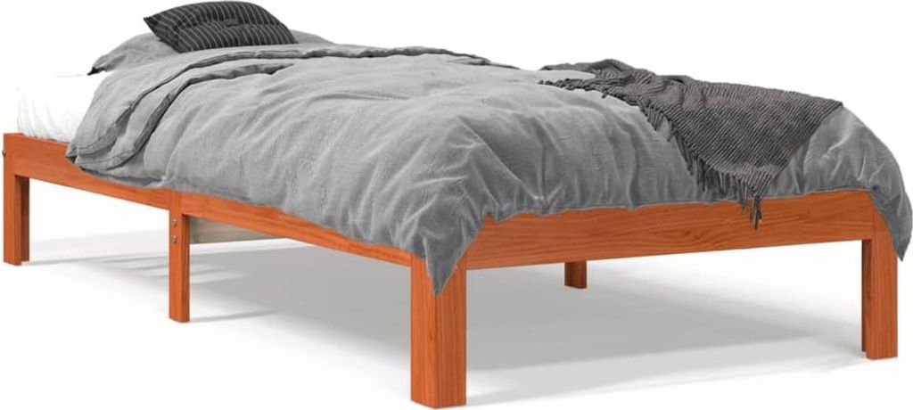 vidaXL Massivholzbett ohne Matratze Wachsbraun 90x190 cm Kiefernholz