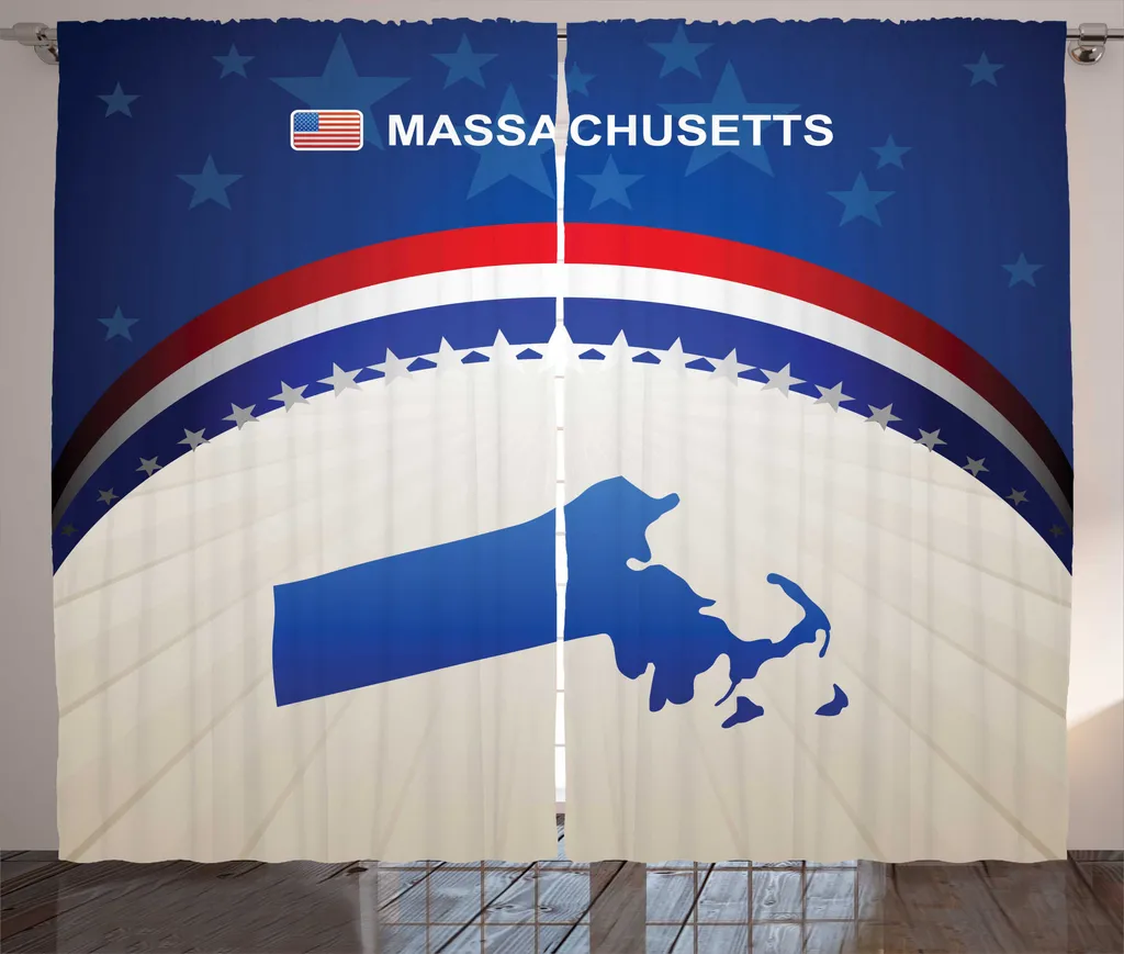 Rideau universel ABAKUHAUS motif carte du Massachusetts 280x225 cm