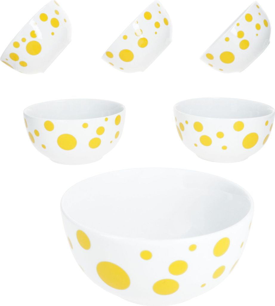 Pula żółte kropki 6x miska na płatki Ø14cm 400ml porcelana Zdjęcie produktu 