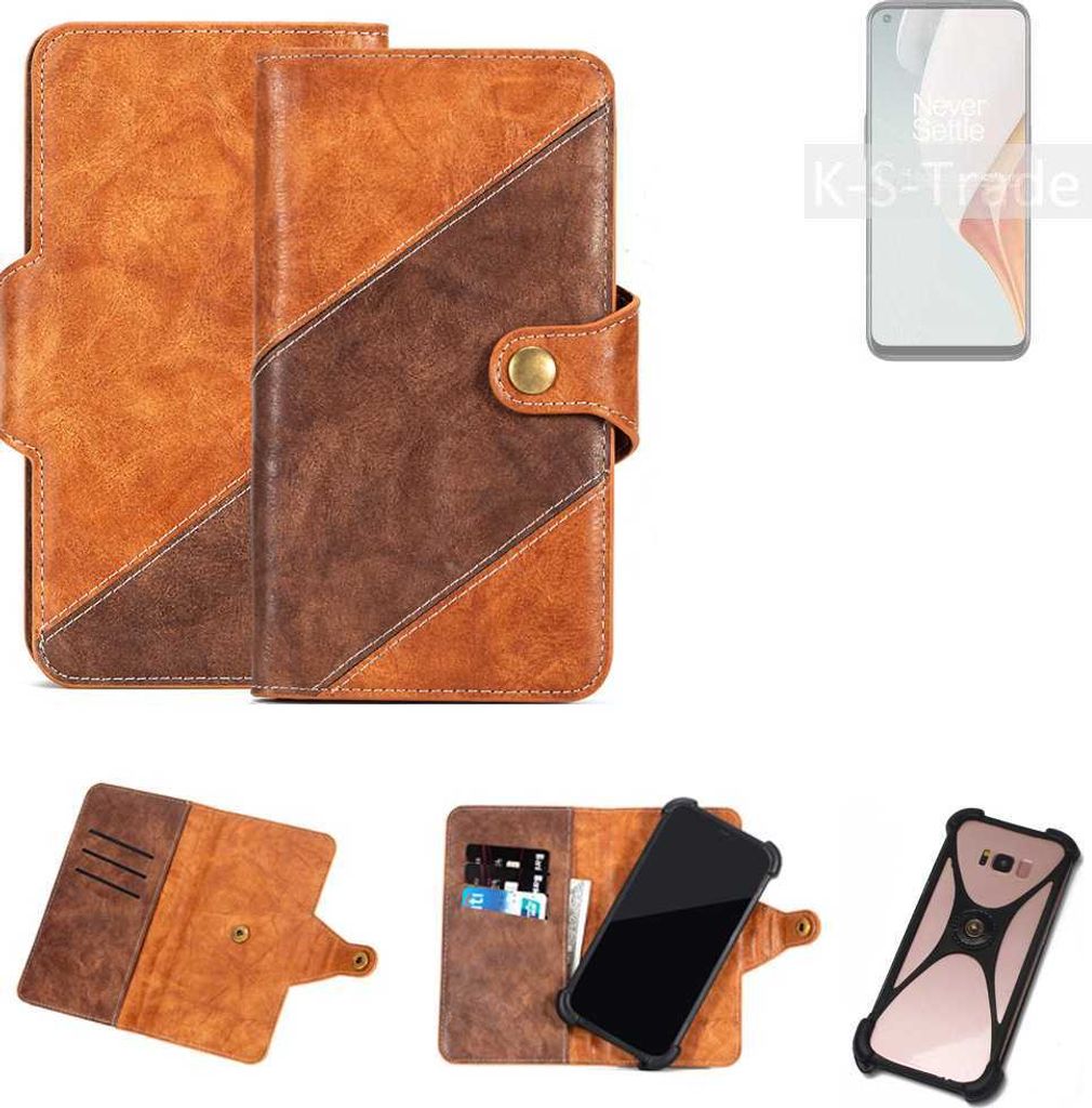 K-S-Trade Handyhülle Schutzhülle Bookstyle Case Wallet-Case kompatibel mit OnePlus Nord N100 Cover Klapphülle Kantenschutz Smartphone dunkelbraun