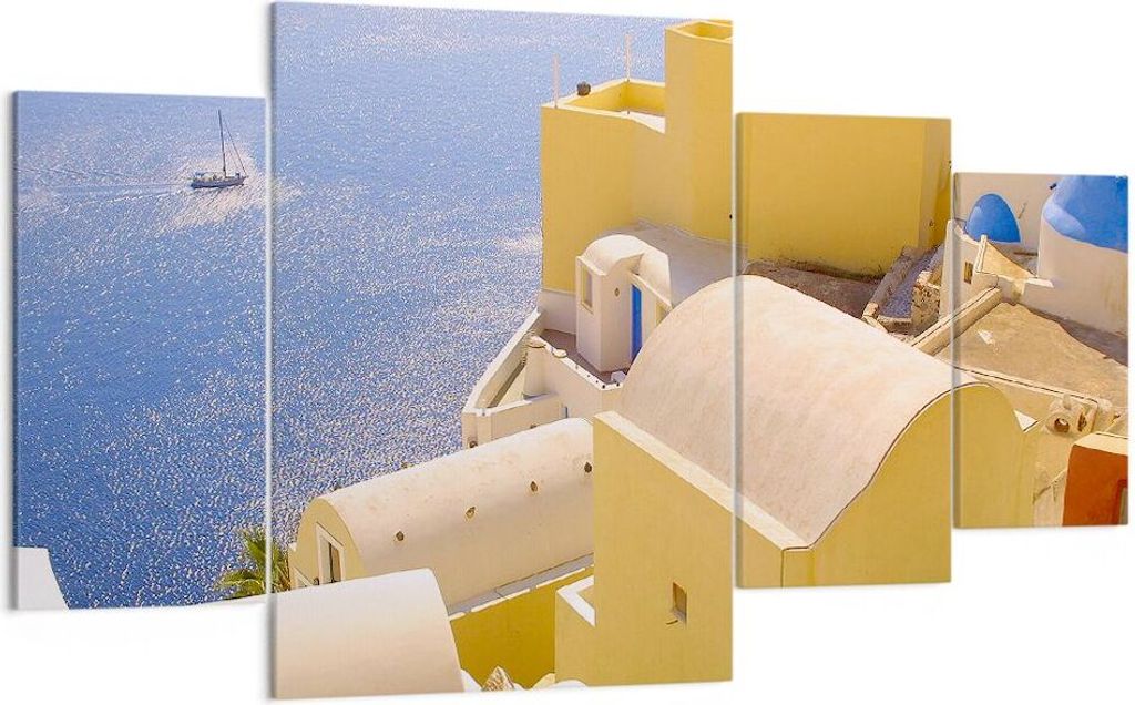 Bild auf Leinwand - Leinwandbild - Haus wohnung gebäude griechenland - 160x90cm - Wand Bild - Wanddeko - Leinwanddruck - Bilder - Kunstdruck - Lei...