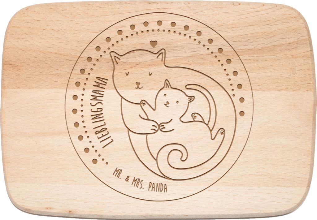 Mr. & Mrs. Panda Schneidebrett Katze Mama - Transparent - Geschenk, Holzbrettchen, Frühstücksbrettchen, Weihnachten, Muttertag, Holzbrett, Frühs...