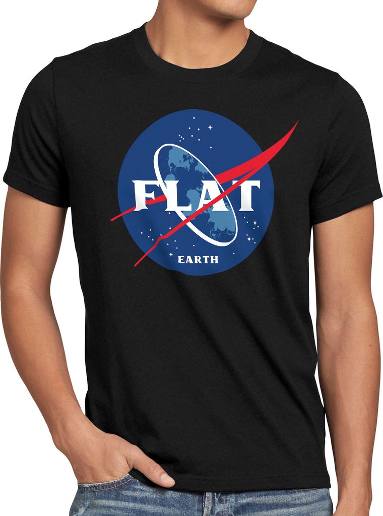 BaumwolleCloud Flat Earth Herren T-Shirt fernrohr weltraum astronomie