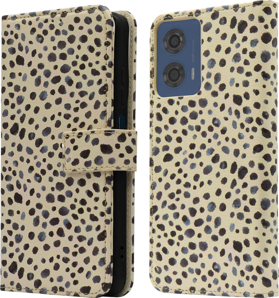 imoshion Design Klapphülle Motorola Moto G04 / G24 - Black And White Dots