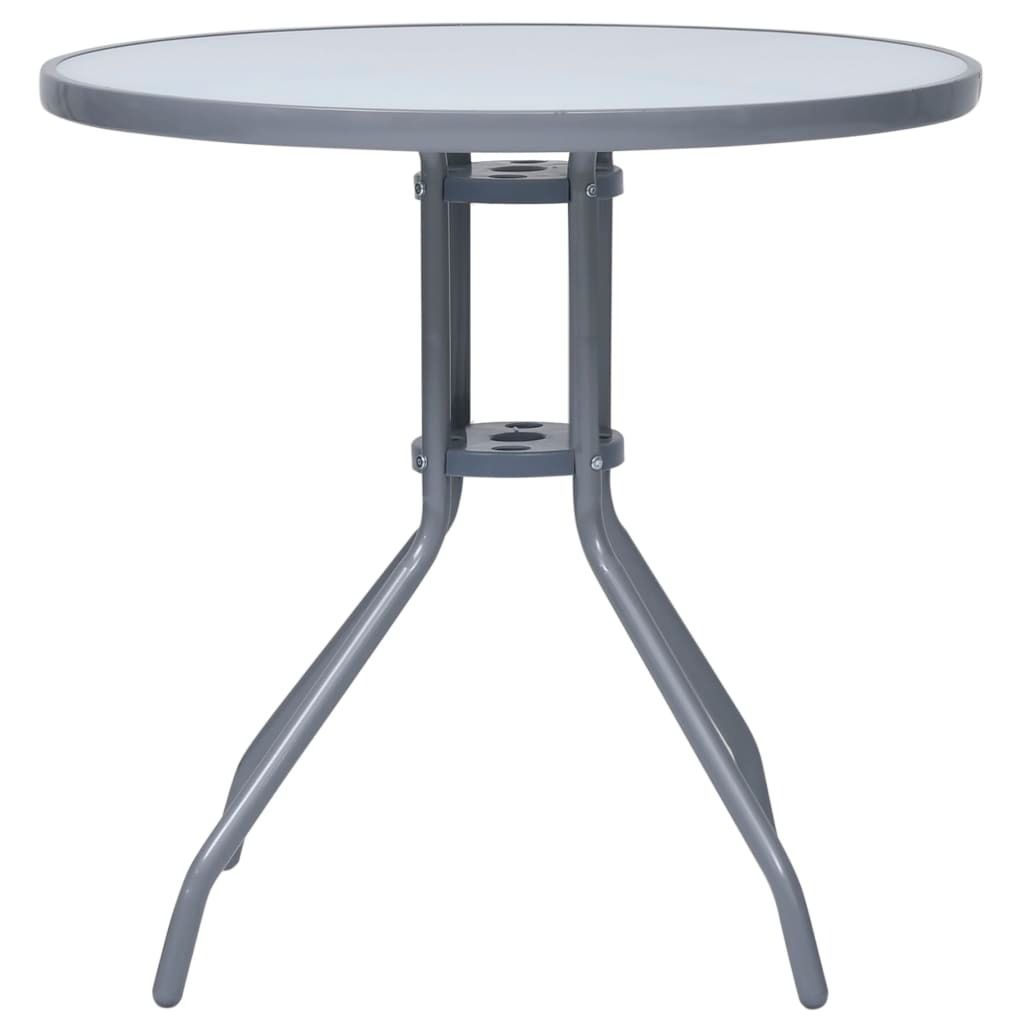 vidaXL Gartentisch Hellgrau 80 cm Stahl und Glas Produktbild 