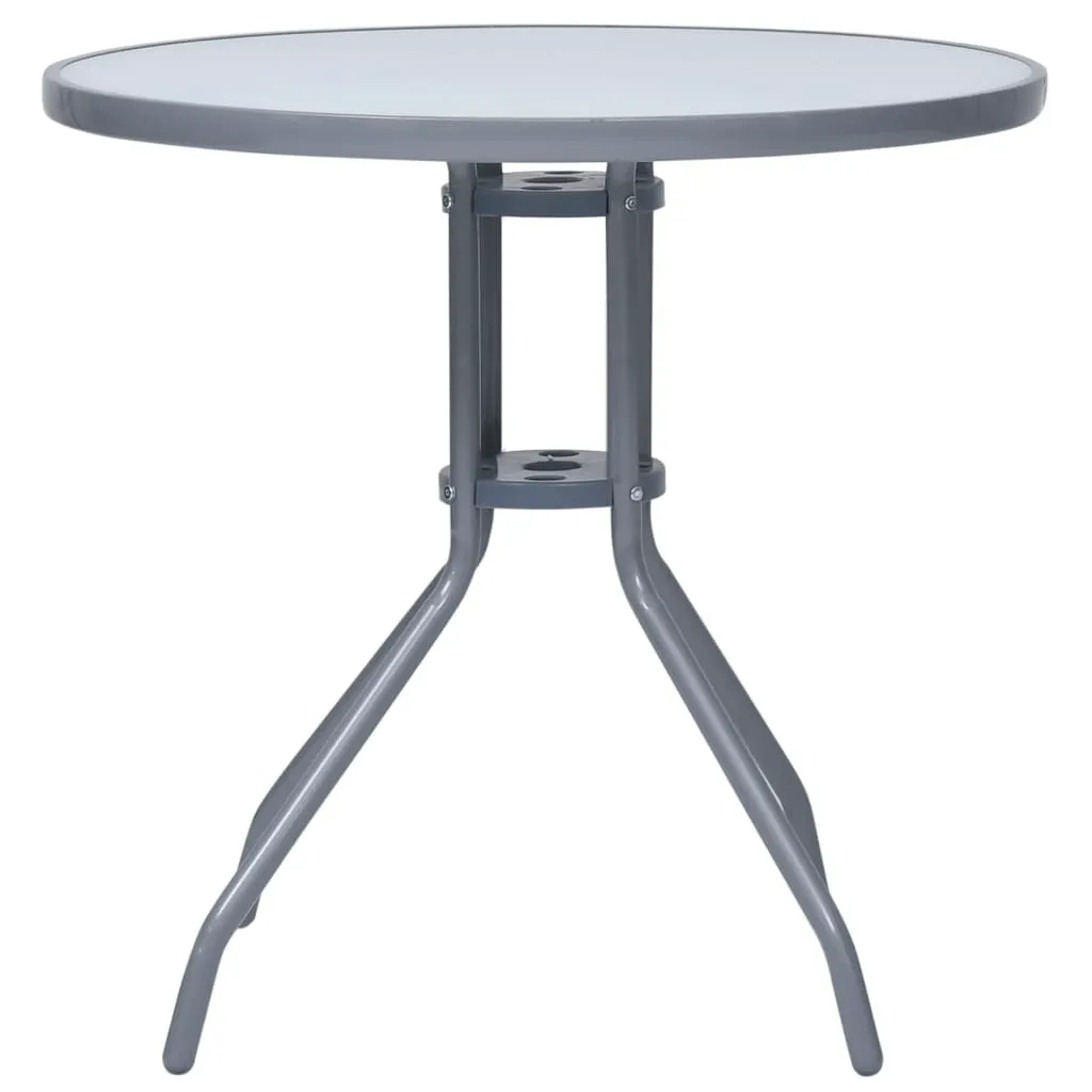 Table de bistrot ronde 80 cm en verre et acier gris clair vidaXL