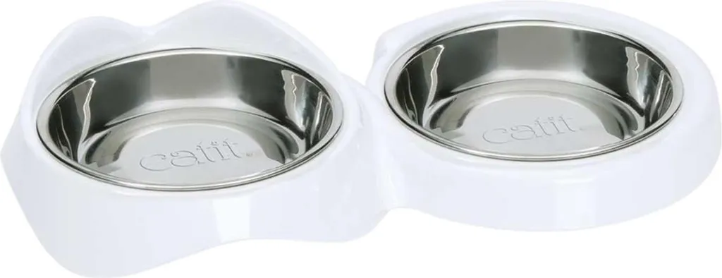 Écuelle Chat Ergonomique Catit Pixi Double Blanche Lavable Lave-Vaisselle