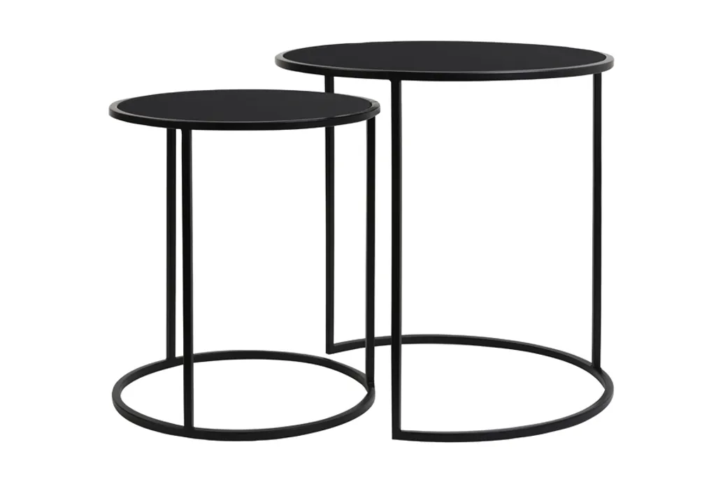 Tables d'appoint Light & Living DUARTE verre noir mat (Ø40+50cm) - Lot de 2