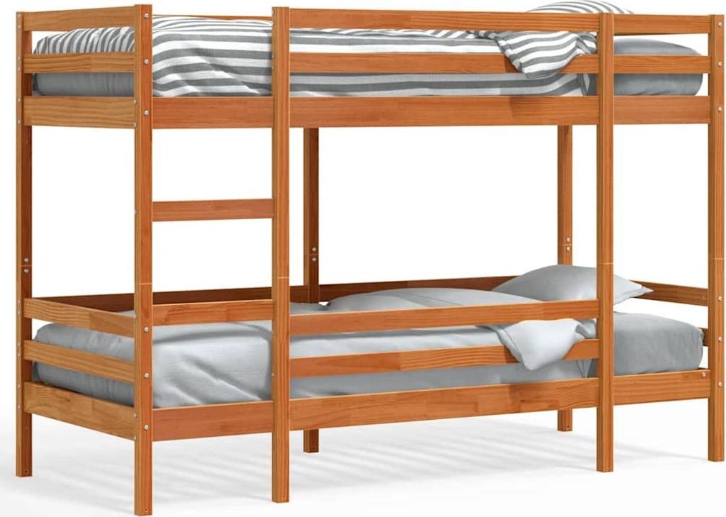 vidaXL Etagenbett Wachsbraun 90x200 cm Massivholz Kiefer