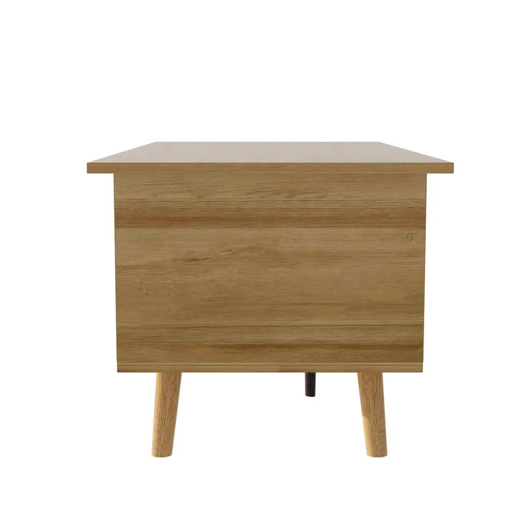 Table Basse Relevable pour Manger ou Travailler - Design Bois Rotin
